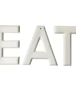 Eat or Tea Large Scale 1950s American Porcelain Enameled Steel Letters Sign