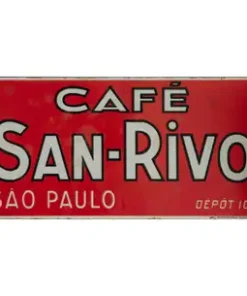 Mid-20th Century French Enameled Metal Sign for Cafe San Rivo in Sao Paulo